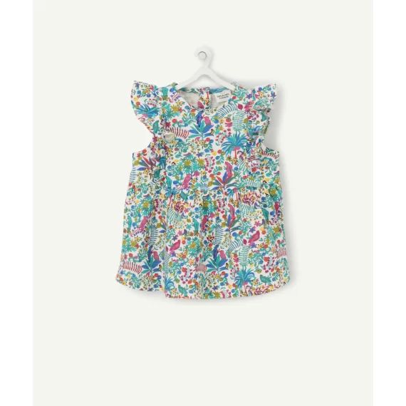 Le t-shirt blanc en coton biologique avec imprimé fleuri
