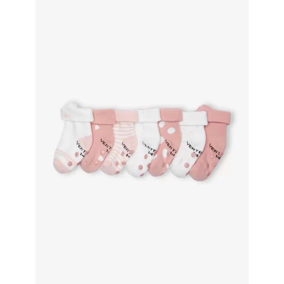 Lot de 7 paires de chaussettes chat bébé fille BASICS rose