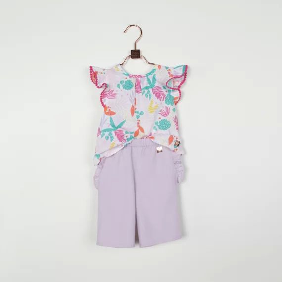 Blouse en coton imprimé Fille Blanc