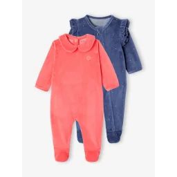 Lot de 2 dors-bien en velours bébé rose