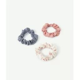 Lot de 3 chouchous bébé fille imprimés rose et bleu –  – Soldes