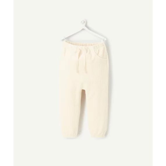 Pantalon sarouel bébé garçon en fibres recyclées et velours écru