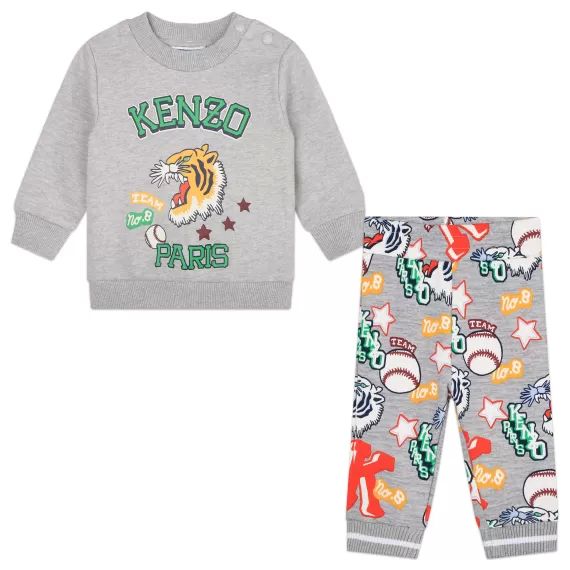 Ensemble en coton imprimé Garçon Gris