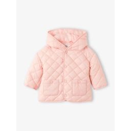 Doudoune matelassée bébé avec capuche rose grisé