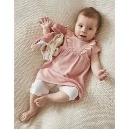 Set Robe En Jersey Gaufré, Legging, Écru,rose Clair Rose