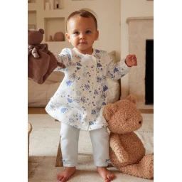 Ensemble Robe Et Legging En Molleton Bébé Fille Luna Bleu