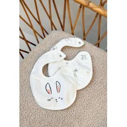 Lot De 2 Bavoirs Bébé Hello Baby Ecru