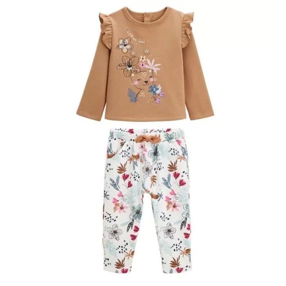 Ensemble En Molleton Sweat Et Pantalon Bébé Fille Love Nature Orange