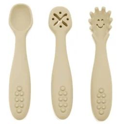 Lot De 3 Cuillères D&rsquo;apprentissage En Silicone Beige