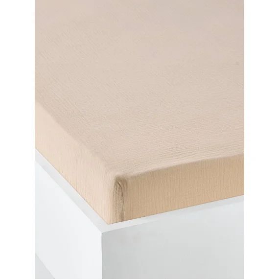 Drap housse bébé uni en gaze de coton Bio* vanille