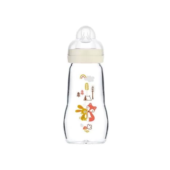Biberon verre premium renard et lapin Forêt – tétine débit 2 moyen (260 ml)