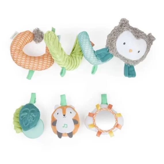 INGENUITY Nally & Friends barre de jouets en spirale, jouets amovibles, anneau de dentition en silicone sans BPA, dès la naissance blanc