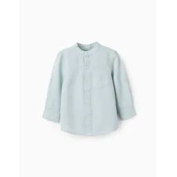 Chemise Avec Col Mao Et Passants Bleu Clair