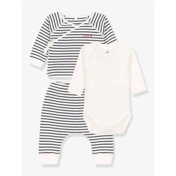 Ensemble 3 pièces en coton bio PETIT BATEAU écru
