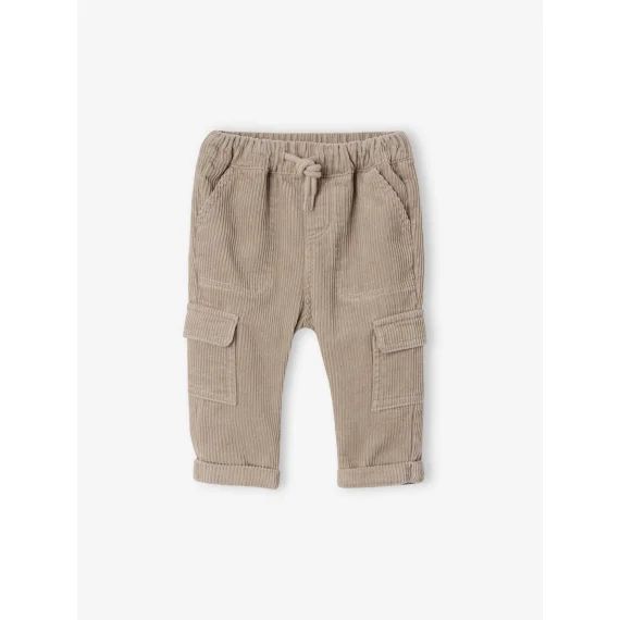 Pantalon en velours style battle bébé taupe