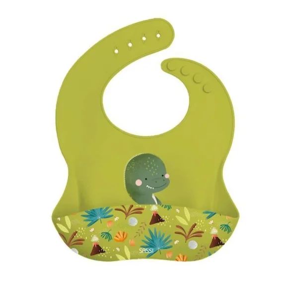 Bavoir Récupérateur En Silicone Animaux Dino Vert