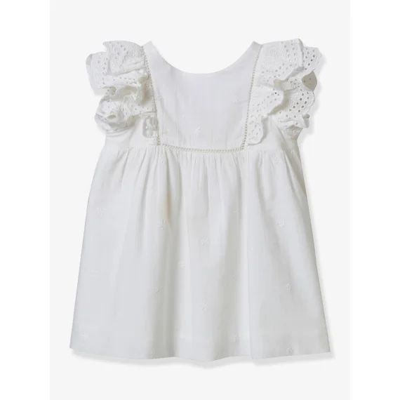 Robe brodée bébé Romy CYRILLUS – Collection f^tes et mariages blanc