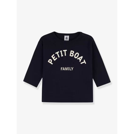 T-shirt manches longues bébé en coton bio PETIT BATEAU marine