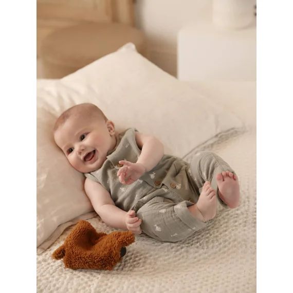 Combinaison en gaze de coton naissance vert sauge