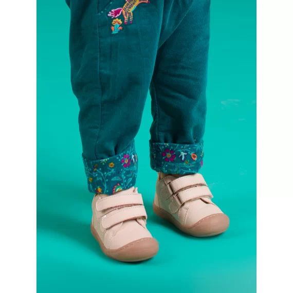 Bottillons Rose Clair En Cuir Bébé Fille