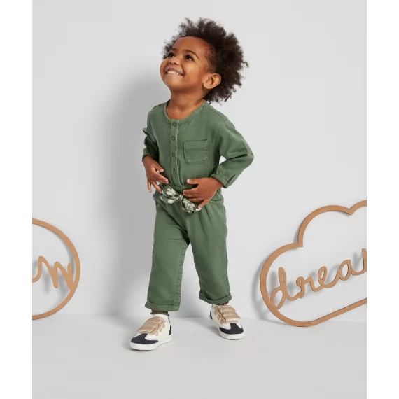 Combinaison kaki bébé fille en viscose responsable –  – Soldes