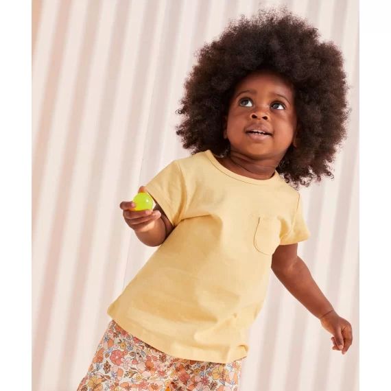 T-shirt bébé fille en coton jaune –  – Soldes