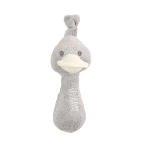 BAMBAM Hochet canard gris – Dès la naissance – Blanc et gris – Tissu – 5 x 6,5 x 15 cm blanc