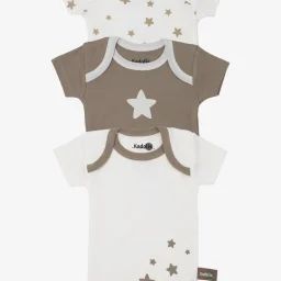 Body Manches Courtes En Coton Bio À Motifs Étoiles (lot De 3) Beige
