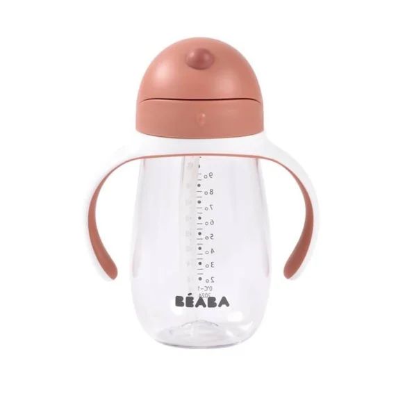 Tasse Paille – Beaba – 300ml – Terracotta – Etanche – Ouverture Facile – Hygienique Rouge