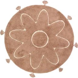 Tapis rond Yva fleur rose (110 cm)