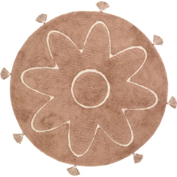 Tapis rond Yva fleur rose (110 cm)