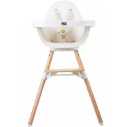 Chaise haute Evolu One.80° naturel et blanc