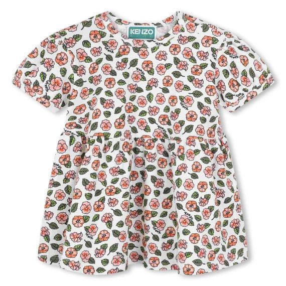 Robe imprimée manches ballons Fille Blanc