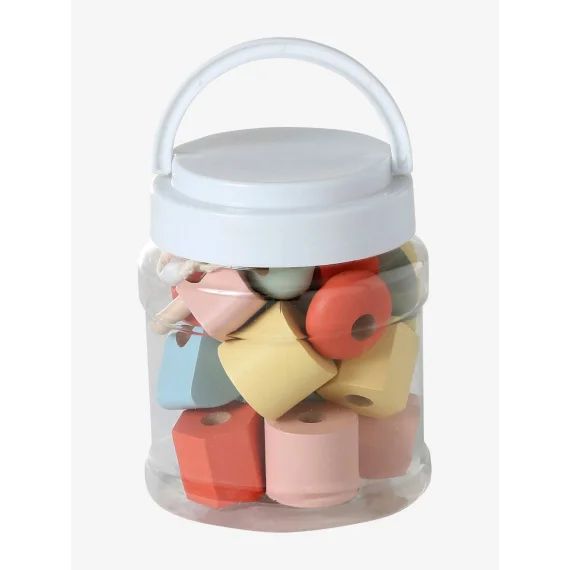 Baril de perles en bois FSC® multicolore