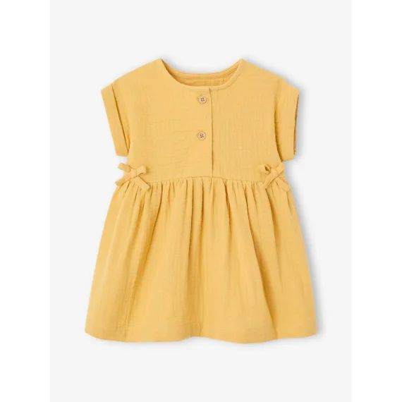 Robe bébé en gaze de coton ocre
