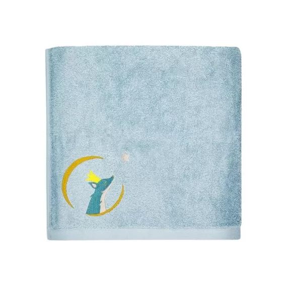 Serviette de bain bleue Renard personnalisable (50 x 100 cm)