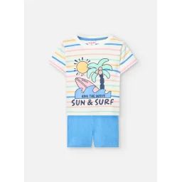 Ensemble T-shirt Et Short En Coton Bleu