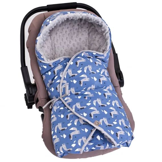 Chancelière Couverture Enveloppante Réversible Et Multi-usage Super Loup Bleu, Loup