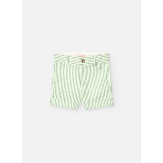 Bermuda En Coton Avec Imprimé Rayures Vert