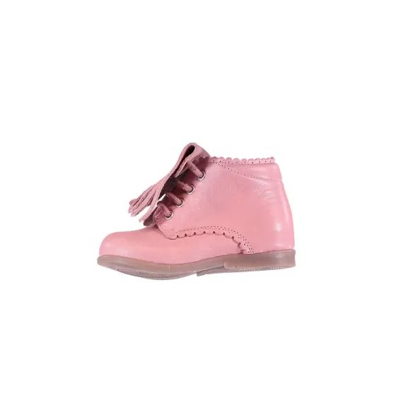 Bottillon Cuir Rose Avec Franges Amovible Bébé Fille