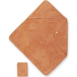 Cape de bain + gant caramel (75 x 75 cm)