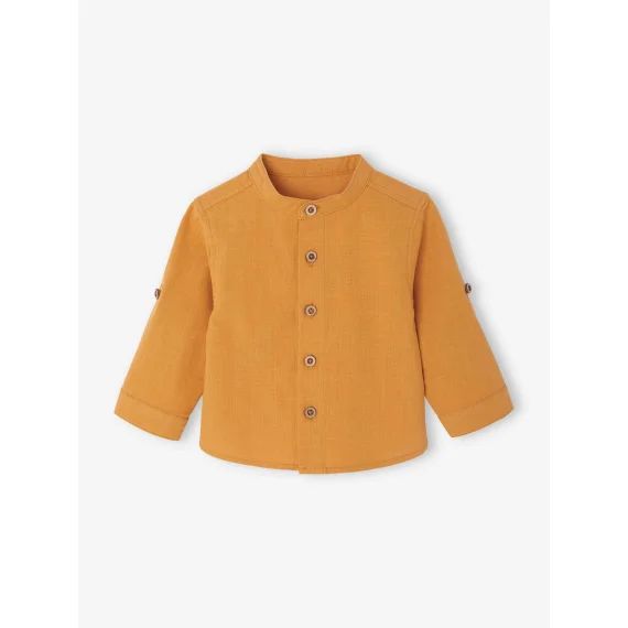 Chemise manches retroussables bébé ocre