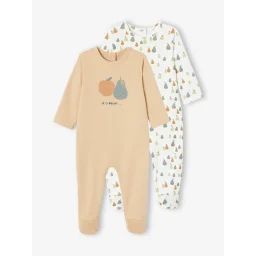 Lot 2 dors-biens fruits en interlock bébé garçon beige