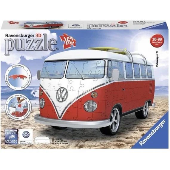 VOLKSWAGEN Puzzle 3D Combi T1  – Ravensburger – Véhicule 162 pièces – sans colle – Dès 8 ans rouge