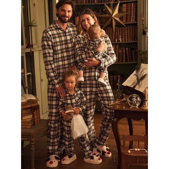 Pyjama de Noël bébé spécial capsule famille en flanelle écru