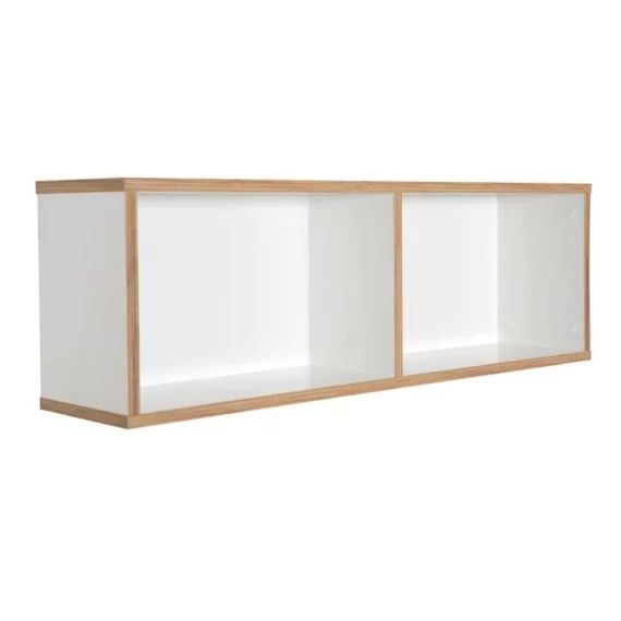 ROBA Étagère Murale en Bois Finn à 2 Compartiments – Blanc/Chêne doré blanc