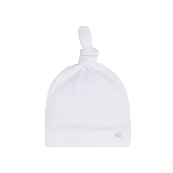 Bonnet noué bébé en coton bio Pure blanc (0-3 mois)