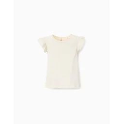 Top Côtelé Avec Volants En Broderie Anglaise Blanc