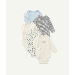 Lot de 5 bodies en coton bio bébé thème marin –  – Soldes