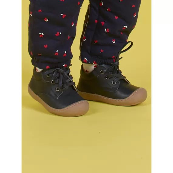Botillons En Cuir Bleu Marine À Lacets Bébé Garçon